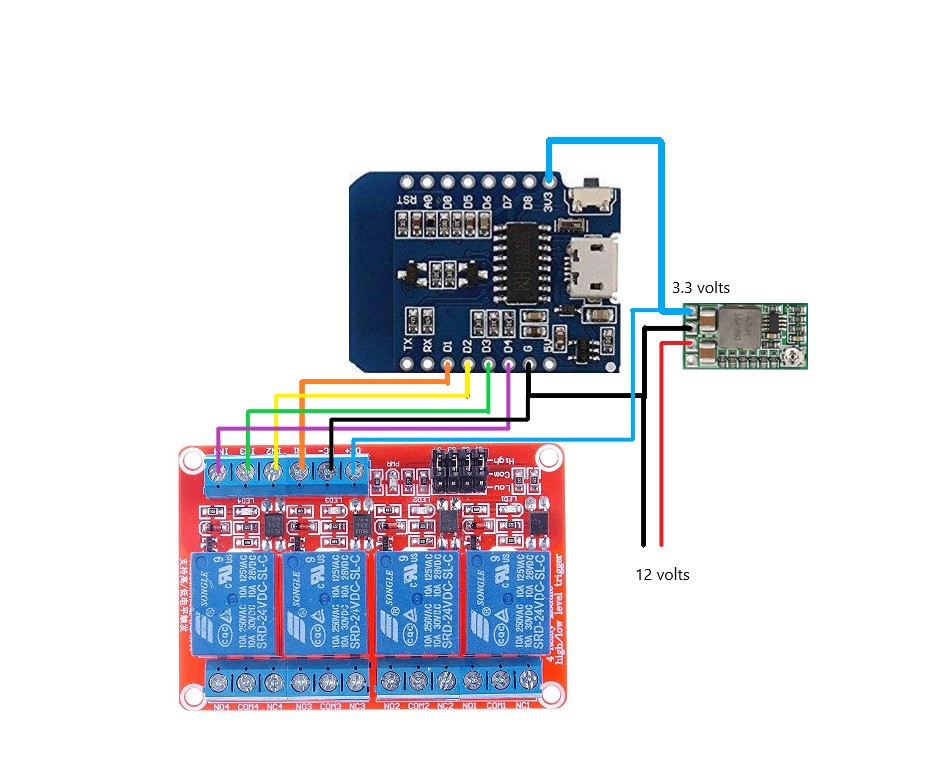 ESP8266 D1 Large 5-Channel Relay Control - Negative Logic