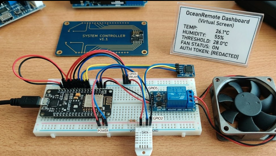 ESP8266 D1 Large Temperature Controlled Fan with DHT22 and Relay