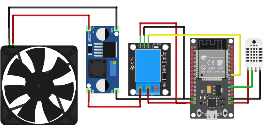 ESP32 Temperature Controlled Fan with DHT22 and Relay